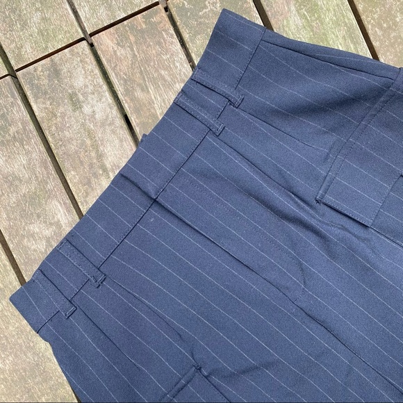 ZARA Navy Pin Stripe Zip Up Mini Skirt with Side Square Patch Pockets - Picture 4 of 8